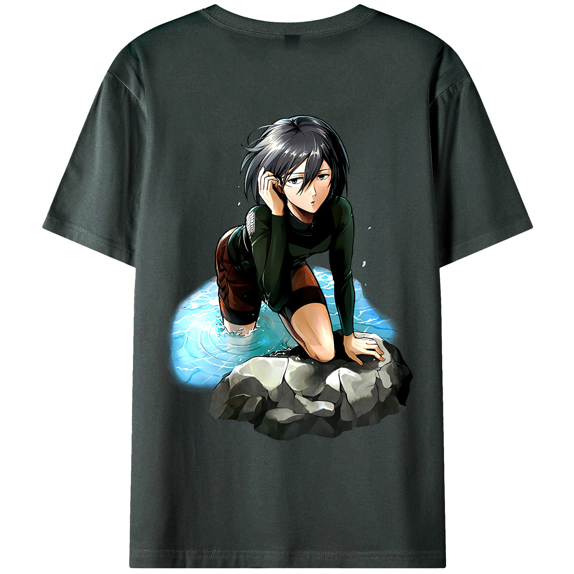 （画像用） 進撃の巨人 ミカサ·アッカーマン Attack on Titan Mikasa Ackerman 綿100％ メンズ半袖Tシャツ（バックプリント） 通気性